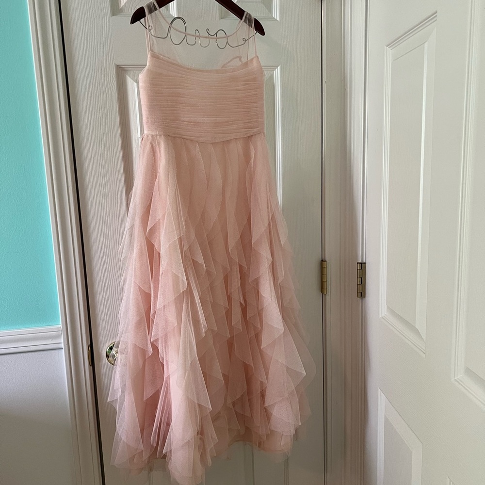 Pink Ruffled Full Length Dress